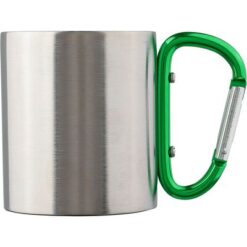 Metalowy kubek 185 ml z karabińczykiem z nadrukiem Twojego logo, materiał: aluminium, stal nierdzewna, stal, kolor: zielony