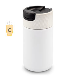 Kubek termiczny 400 ml Air Gifts z ceramiką | Nabila z nadrukiem Twojego logo, materiał: metal, plastik, ceramika, kolor: biały