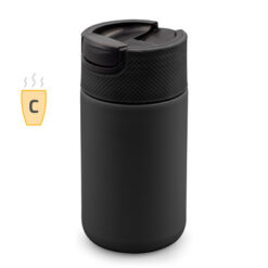 Kubek termiczny 400 ml Air Gifts z ceramiką | Nabila z nadrukiem Twojego logo, materiał: metal, plastik, ceramika, kolor: czarny