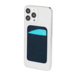 Etui na kartę kredytową i dokumenty do telefonu z nadrukiem Twojego logo, materiał: spandex, kolor: granatowy Etui na kartę kredytową i dokumenty do telefonu z nadrukiem Twojego logo, materiał: spandex, kolor: granatowy