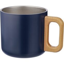 Kubek 400 ml ze stali nierdzewnej z recyklingu z nadrukiem Twojego logo, materiał: drewno, stal nierdzewna, stal, kolor: granatowy
