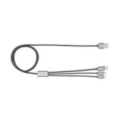 Kabel do ładowania i synchronizacji BrandCharger Trident 2+ z nadrukiem Twojego logo, materiał: plastik, nylon, rpet, kolor: grafitowy Kabel do ładowania i synchronizacji BrandCharger Trident 2+ z nadrukiem Twojego logo, materiał: plastik, nylon, rpet, kolor: grafitowy