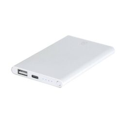 Power bank 4000 mAh z aluminium z recyklingu z nadrukiem Twojego logo, materiał: aluminium, kolor: biały