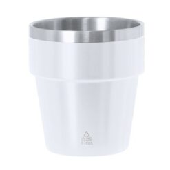 Kubek 250 ml ze stali nierdzewnej z recyklingu z nadrukiem Twojego logo, materiał: stal nierdzewna, stal, kolor: biały
