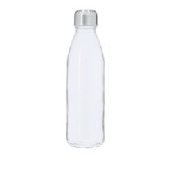 Butelka 650 ml ze szkła z recyklingu z nadrukiem Twojego logo, materiał: szkło, stal nierdzewna, stal, kolor: neutralny