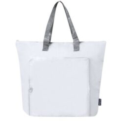 Składana torba termoizolacyjna RPET, torba na zakupy z nadrukiem Twojego logo, materiał: aluminium, poliester, rpet, kolor: biały