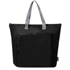 Składana torba termoizolacyjna RPET, torba na zakupy z nadrukiem Twojego logo, materiał: aluminium, poliester, rpet, kolor: czarny