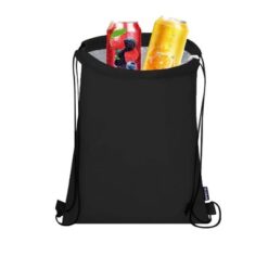Worek ze sznurkiem RPET z nadrukiem Twojego logo, materiał: aluminium, poliester, rpet, kolor: czarny