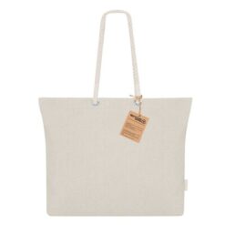 Torba na zakupy z bawełny z recyklingu z nadrukiem Twojego logo, materiał: bawełna, kolor: beżowy