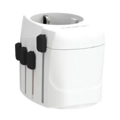Adapter podróżny SKROSS Pro z nadrukiem Twojego logo, materiał: pc, kolor: biały