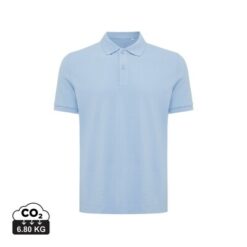 Koszulka polo z bawełny z recyklingu Iqoniq Yosemite z nadrukiem Twojego logo, materiał: bawełna, kolor: niebieski