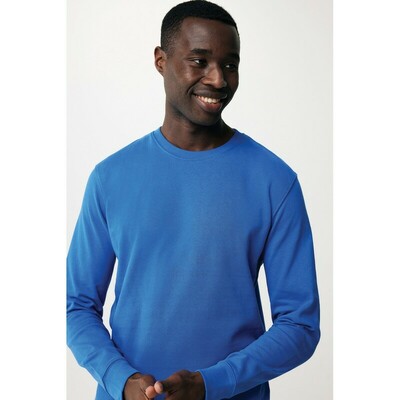 Bluza z bawełny z recyklingu Iqoniq Zion z nadrukiem Twojego logo, materiał: bawełna, kolor: niebieski Bluza z bawełny z recyklingu Iqoniq Zion z nadrukiem Twojego logo, materiał: bawełna, kolor: niebieski