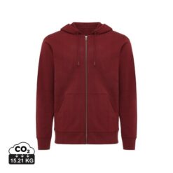 Bluza z kapturem z bawełny z recyklingu Iqoniq Abisko z nadrukiem Twojego logo, materiał: bawełna, kolor: czerwony