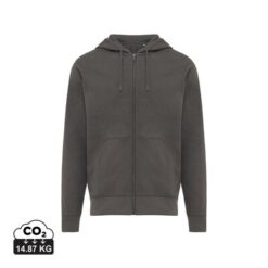 Bluza z kapturem z bawełny z recyklingu Iqoniq Abisko z nadrukiem Twojego logo, materiał: bawełna, kolor: szary