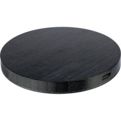 Bambusowa ładowarka bezprzewodowa z nadrukiem Twojego logo, materiał: bambus, kolor: czarny Bambusowa ładowarka bezprzewodowa z nadrukiem Twojego logo, materiał: bambus, kolor: czarny