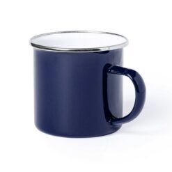 Emaliowany kubek 380 ml z nadrukiem Twojego logo, materiał: stal nierdzewna, stal, kolor: ciemnoniebieski