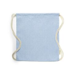 Worek ze sznurkiem z bawełny z recyklingu z nadrukiem Twojego logo, materiał: bawełna, kolor: błękitny