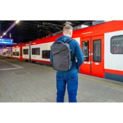 Rozszerzalny plecak Exclusive Collection | Aicha z nadrukiem Twojego logo, materiał: pu, poliester, kolor: czarny