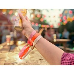 Bransoletka z nadrukiem Twojego logo, materiał: bambus, rpet, kolor: różowy