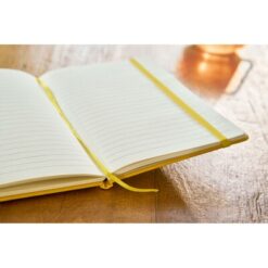 Notatnik ok. A5 RPET z nadrukiem Twojego logo, materiał: guma, karton, papier, poliester, kolor: żółty