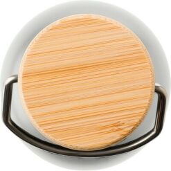 Butelka termiczna 500 ml z nadrukiem Twojego logo, materiał: bambus, stal nierdzewna, stal, kolor: biały Butelka termiczna 500 ml z nadrukiem Twojego logo, materiał: bambus, stal nierdzewna, stal, kolor: biały