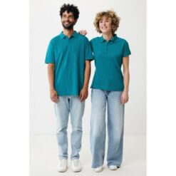 Damska koszulka polo Iqoniq Yosemite, tkanina pique z bawełny z recyklingu z nadrukiem Twojego logo, materiał: bawełna, kolor: zielony