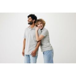 Damska koszulka polo Iqoniq Yosemite, tkanina pique z bawełny z recyklingu z nadrukiem Twojego logo, materiał: bawełna, kolor: szary