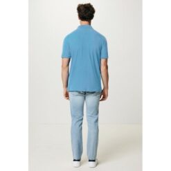 Koszulka polo z bawełny z recyklingu Iqoniq Yosemite z nadrukiem Twojego logo, materiał: bawełna, kolor: niebieski Koszulka polo z bawełny z recyklingu Iqoniq Yosemite z nadrukiem Twojego logo, materiał: bawełna, kolor: niebieski