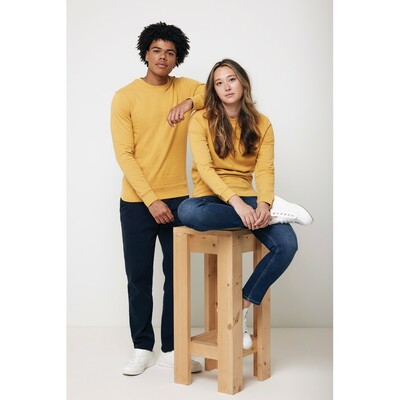 Bluza z bawełny z recyklingu Iqoniq Zion z nadrukiem Twojego logo, materiał: bawełna, kolor: żółty Bluza z bawełny z recyklingu Iqoniq Zion z nadrukiem Twojego logo, materiał: bawełna, kolor: żółty