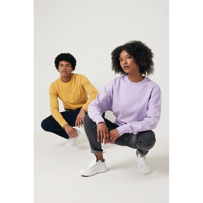 Bluza z bawełny z recyklingu Iqoniq Zion z nadrukiem Twojego logo, materiał: bawełna, kolor: żółty Bluza z bawełny z recyklingu Iqoniq Zion z nadrukiem Twojego logo, materiał: bawełna, kolor: żółty