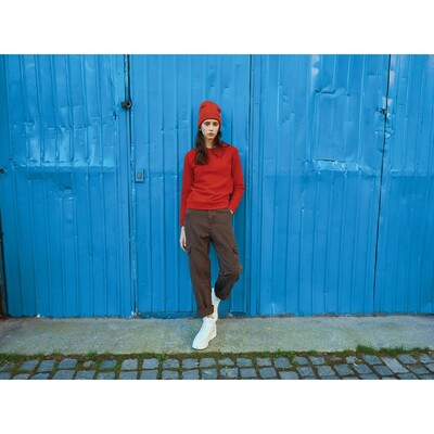 Bluza z bawełny z recyklingu Iqoniq Zion z nadrukiem Twojego logo, materiał: bawełna, kolor: czerwony Bluza z bawełny z recyklingu Iqoniq Zion z nadrukiem Twojego logo, materiał: bawełna, kolor: czerwony