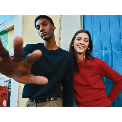 Bluza z bawełny z recyklingu Iqoniq Zion z nadrukiem Twojego logo, materiał: bawełna, kolor: czerwony Bluza z bawełny z recyklingu Iqoniq Zion z nadrukiem Twojego logo, materiał: bawełna, kolor: czerwony