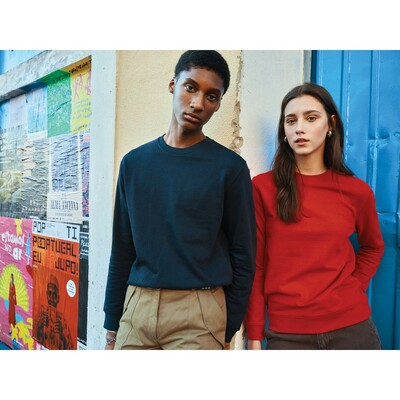 Bluza z bawełny z recyklingu Iqoniq Zion z nadrukiem Twojego logo, materiał: bawełna, kolor: czerwony Bluza z bawełny z recyklingu Iqoniq Zion z nadrukiem Twojego logo, materiał: bawełna, kolor: czerwony