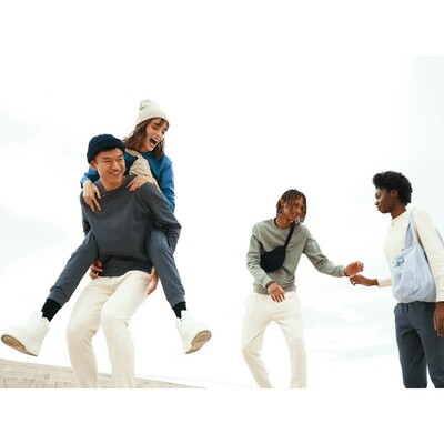 Bluza z niebarwionej bawełny z recyklingu Iqoniq Denali z nadrukiem Twojego logo, materiał: bawełna, kolor: niebieski Bluza z niebarwionej bawełny z recyklingu Iqoniq Denali z nadrukiem Twojego logo, materiał: bawełna, kolor: niebieski