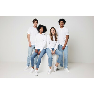 Bluza z kapturem z bawełny z recyklingu Iqoniq Jasper z nadrukiem Twojego logo, materiał: bawełna, kolor: biały Bluza z kapturem z bawełny z recyklingu Iqoniq Jasper z nadrukiem Twojego logo, materiał: bawełna, kolor: biały