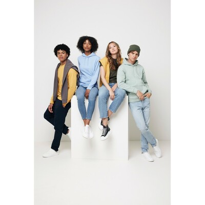 Bluza z kapturem z bawełny z recyklingu Iqoniq Jasper z nadrukiem Twojego logo, materiał: bawełna, kolor: grafitowy Bluza z kapturem z bawełny z recyklingu Iqoniq Jasper z nadrukiem Twojego logo, materiał: bawełna, kolor: grafitowy