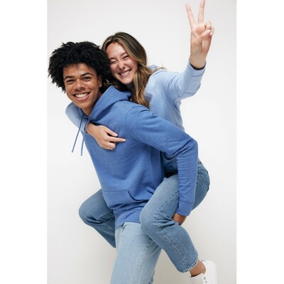 Bluza z kapturem z bawełny z recyklingu Iqoniq Jasper z nadrukiem Twojego logo, materiał: bawełna, kolor: niebieski Bluza z kapturem z bawełny z recyklingu Iqoniq Jasper z nadrukiem Twojego logo, materiał: bawełna, kolor: niebieski