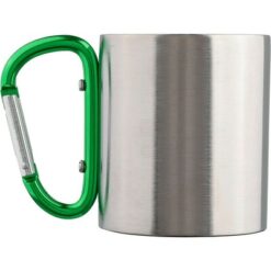 Metalowy kubek 185 ml z karabińczykiem z nadrukiem Twojego logo, materiał: aluminium, stal nierdzewna, stal, kolor: zielony