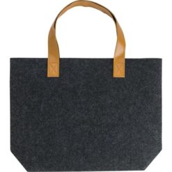 Torba na zakupy z filcu RPET z nadrukiem Twojego logo, materiał: pu, rpet, filc, kolor: grafitowy Torba na zakupy z filcu RPET z nadrukiem Twojego logo, materiał: pu, rpet, filc, kolor: grafitowy