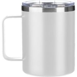 Kubek podróżny 300 ml z nadrukiem Twojego logo, materiał: stal nierdzewna, stal, kolor: biały Kubek podróżny 300 ml z nadrukiem Twojego logo, materiał: stal nierdzewna, stal, kolor: biały
