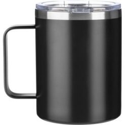 Kubek podróżny 300 ml z nadrukiem Twojego logo, materiał: stal nierdzewna, stal, kolor: czarny Kubek podróżny 300 ml z nadrukiem Twojego logo, materiał: stal nierdzewna, stal, kolor: czarny