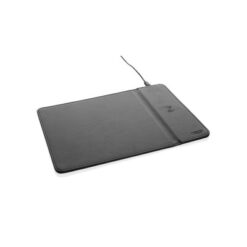 Podkładka pod mysz Swiss Peak, ładowarka bezprzewodowa 10W, PU z recyklingu z nadrukiem Twojego logo, materiał: pu, kolor: czarny