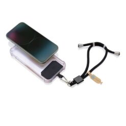 Uchwyt do telefonu CarryLoop z nadrukiem Twojego logo, materiał: metal, rpet, kolor: czarny Uchwyt do telefonu CarryLoop z nadrukiem Twojego logo, materiał: metal, rpet, kolor: czarny