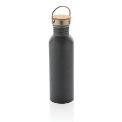 Butelka sportowa 700 ml z nadrukiem Twojego logo, materiał: bambus, stal nierdzewna, stal, kolor: szary