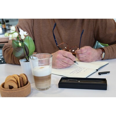 Zestaw piśmienny z nadrukiem Twojego logo, materiał: metal, aluminium, kolor: czarny Zestaw piśmienny z nadrukiem Twojego logo, materiał: metal, aluminium, kolor: czarny