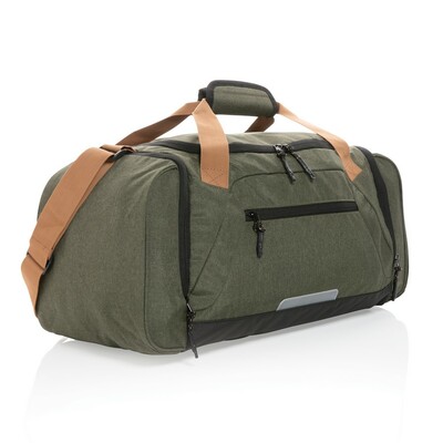 Torba sportowa, podróżna AWARE™ RPET Urban z nadrukiem Twojego logo, materiał: rpet, kolor: zielony Torba sportowa, podróżna AWARE™ RPET Urban z nadrukiem Twojego logo, materiał: rpet, kolor: zielony