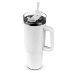 Kubek termiczny 1200 ml z ergonomicznym uchwytem | Stasimus z nadrukiem Twojego logo, materiał: plastik, stal nierdzewna, stal, kolor: biały