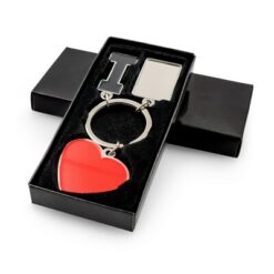 Brelok do kluczy "I love ..." z metalową plakietką | Lydus z nadrukiem Twojego logo, materiał: metal, kolor: srebrny