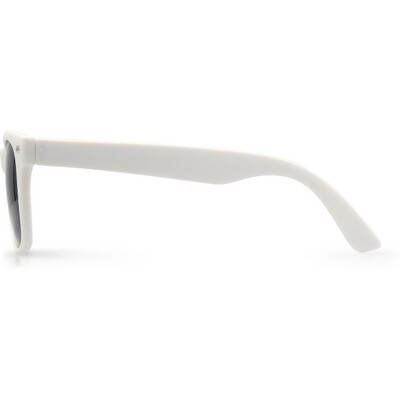 Okulary przeciwsłoneczne z PC z recyklingu z nadrukiem Twojego logo, materiał: metal, plastik, kolor: biały Okulary przeciwsłoneczne z PC z recyklingu z nadrukiem Twojego logo, materiał: metal, plastik, kolor: biały