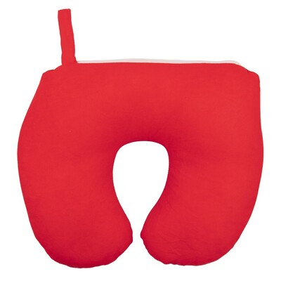 Poduszka podróżna 2 w 1, zagłówek podróżny z nadrukiem Twojego logo, materiał: pianka, spandex, zamsz, kolor: czerwony Poduszka podróżna 2 w 1, zagłówek podróżny z nadrukiem Twojego logo, materiał: pianka, spandex, zamsz, kolor: czerwony